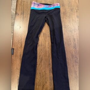 Ivivva Girls Reversible Black Leggings with Multicolor Trim Band